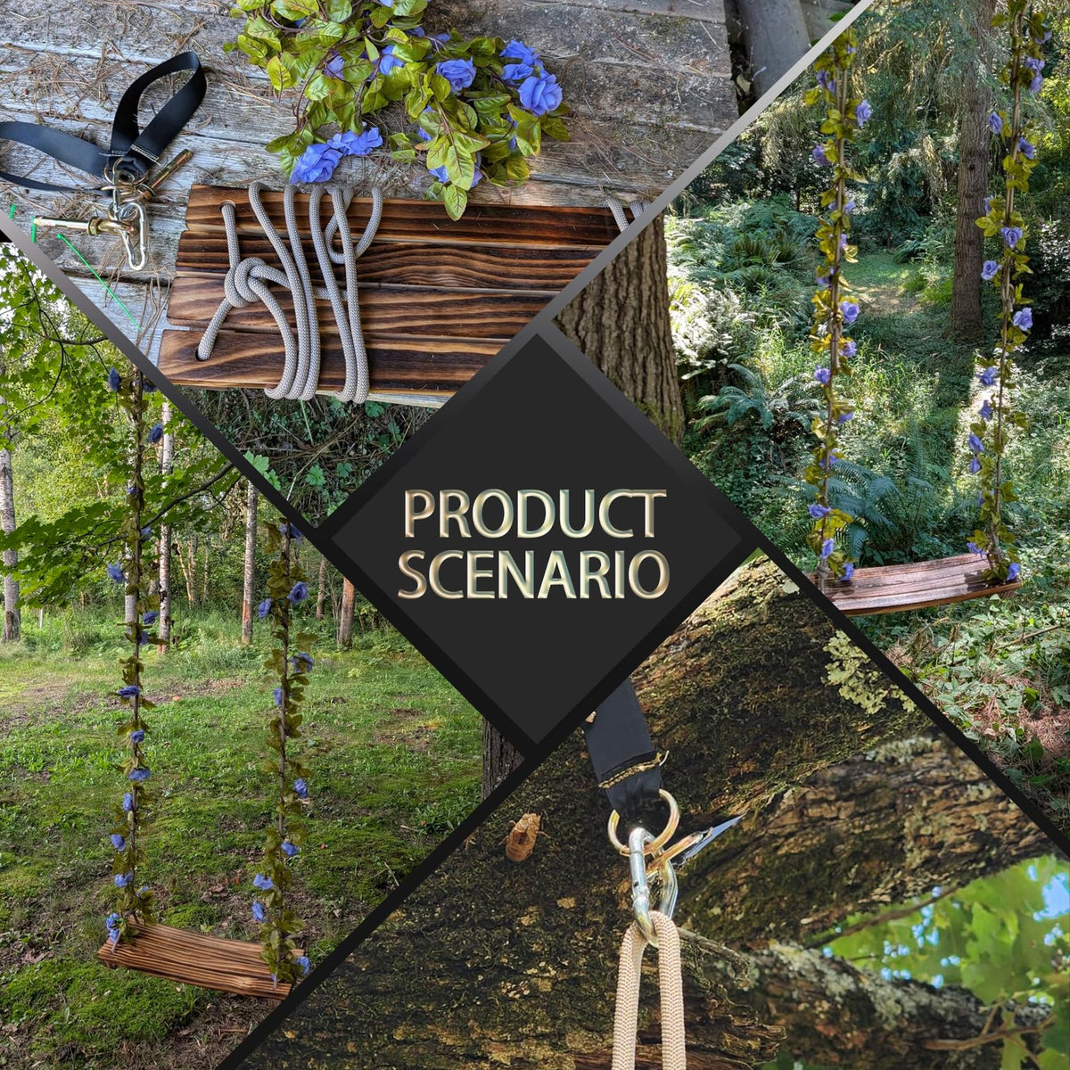 FOKOL tree straps attachment detail ensuring sturdy anchoring for outdoor use