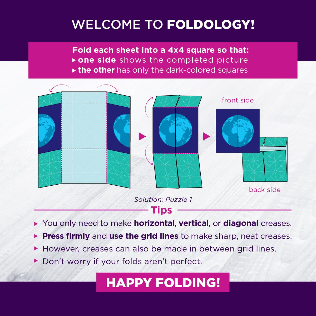 Foldology solo-play shot emphasizes single-player origami challenges for focus and concentration