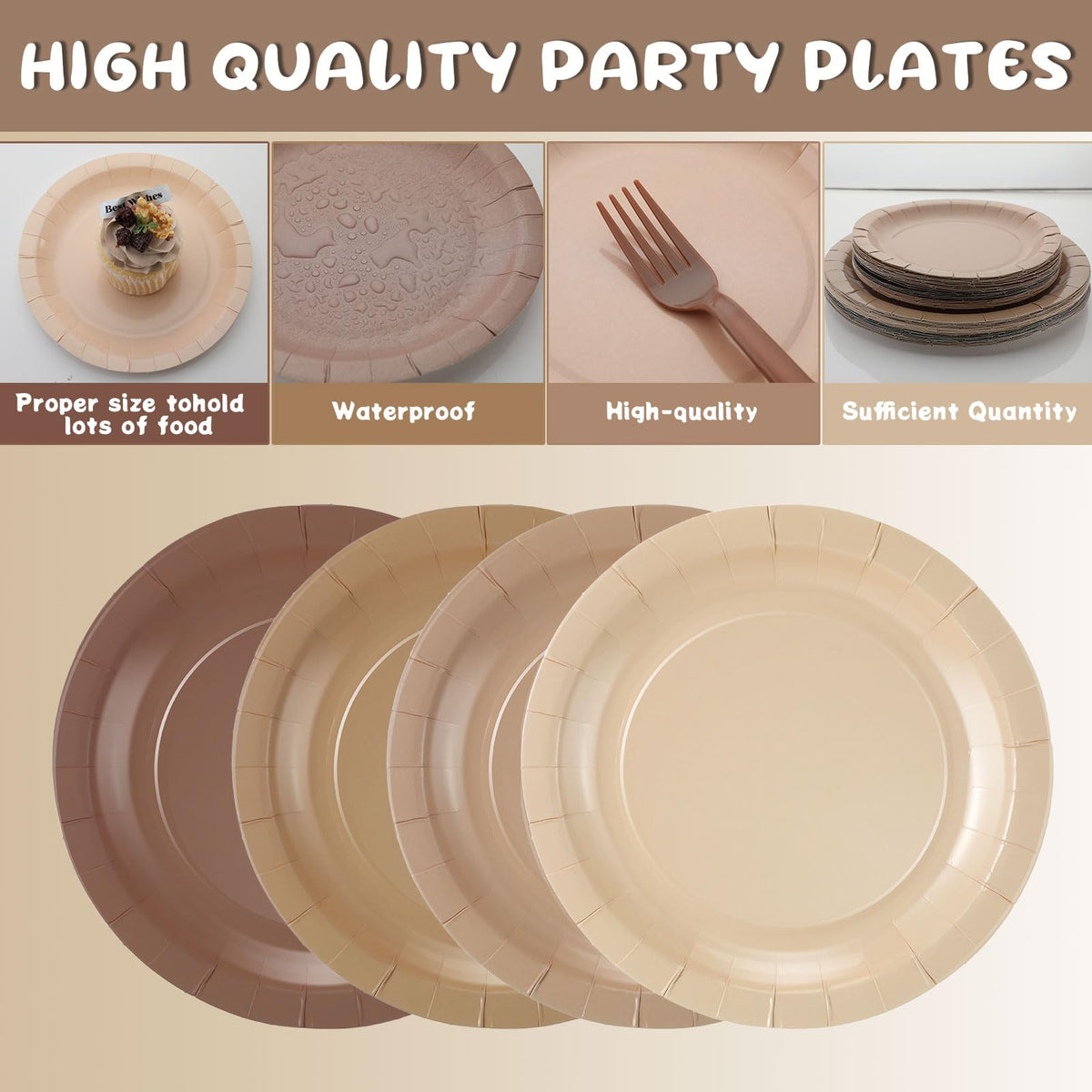 FoldTier 96-piece brown-gradient dinnerware set ready for celebrations