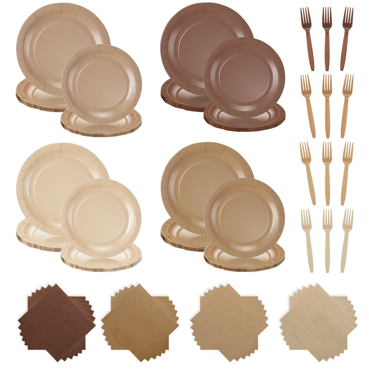 FoldTier 9-inch brown-gradient plates displayed on a festive table