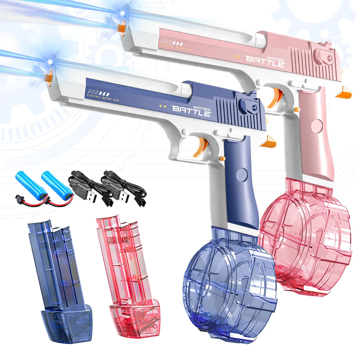 Folimix electric water gun blue-pink front view for family battles
