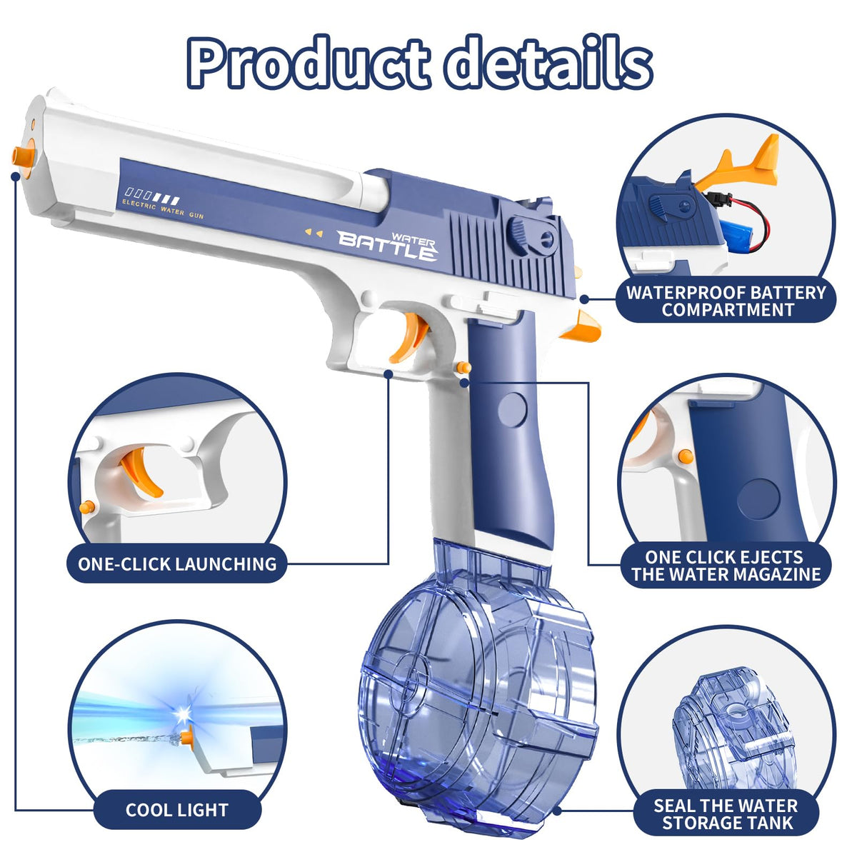 Folimix electric water gun blue-pink trigger action for easy spray