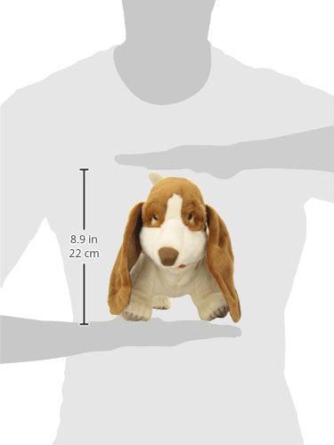 Folkmanis Basset Hound puppet with mouth action for engaging performances and pretend play.