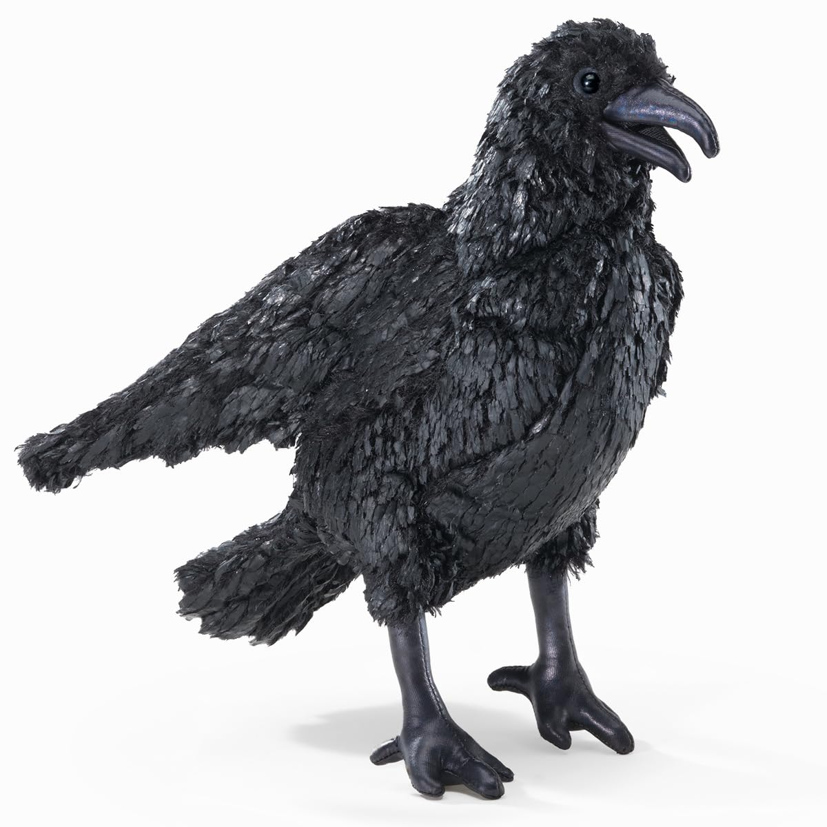 Folkmanis Crow Hand Puppet front view for storytelling and puppet shows