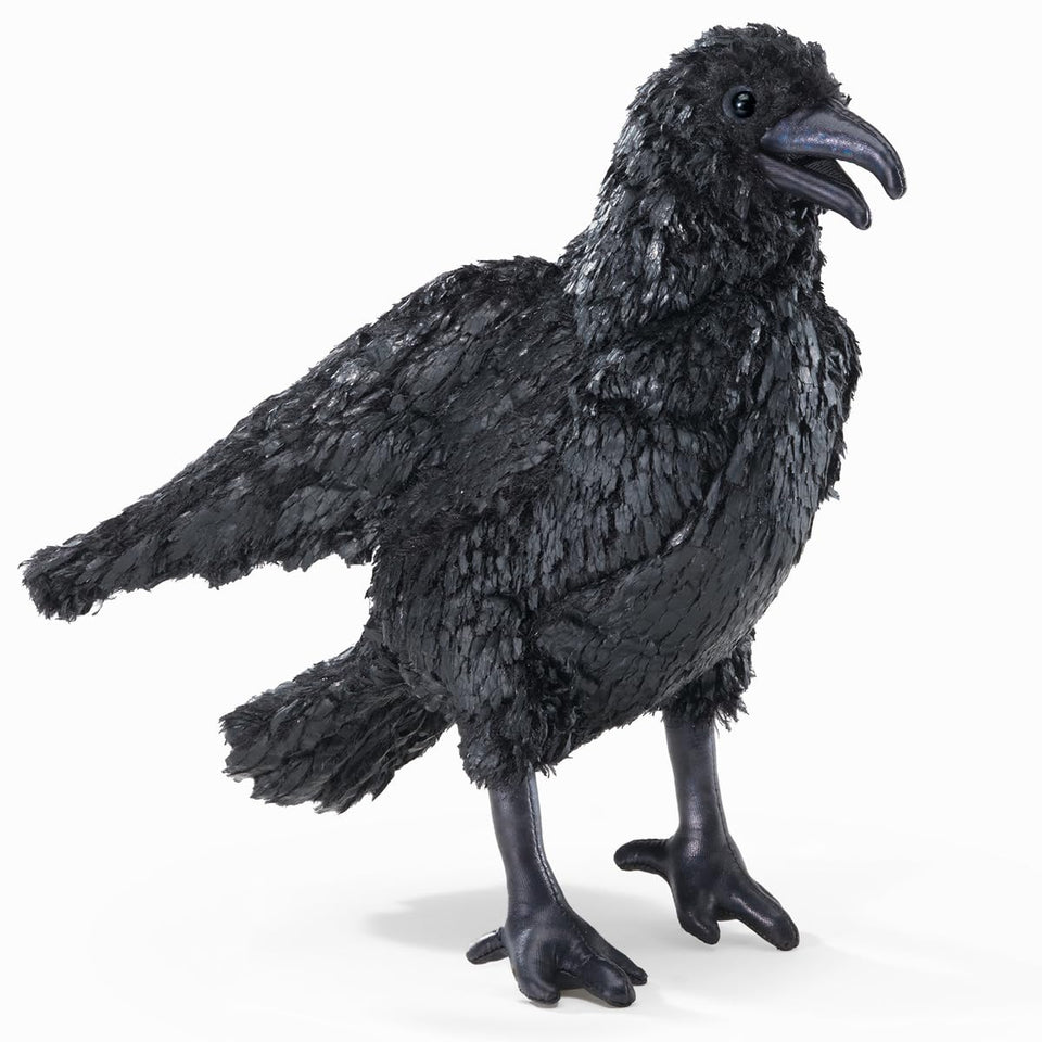 Folkmanis Crow Hand Puppet front view for storytelling and puppet shows
