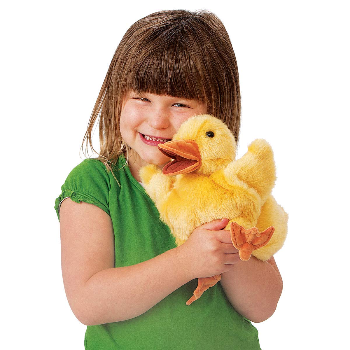 Folkmanis Duckling Hand Puppet yellow, storytelling session with books