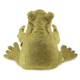 Folkmanis Funny Frog Puppet in hand demonstrates easy control and play