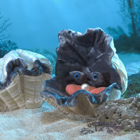 Folkmanis Giant Clam puppet eyes convey character and stage presence.