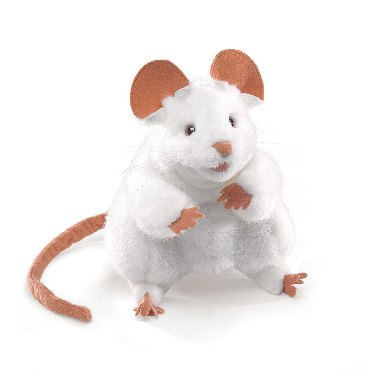 Folkmanis Mouse Hand Puppet White, compact size 5x5x8 inches for easy handling