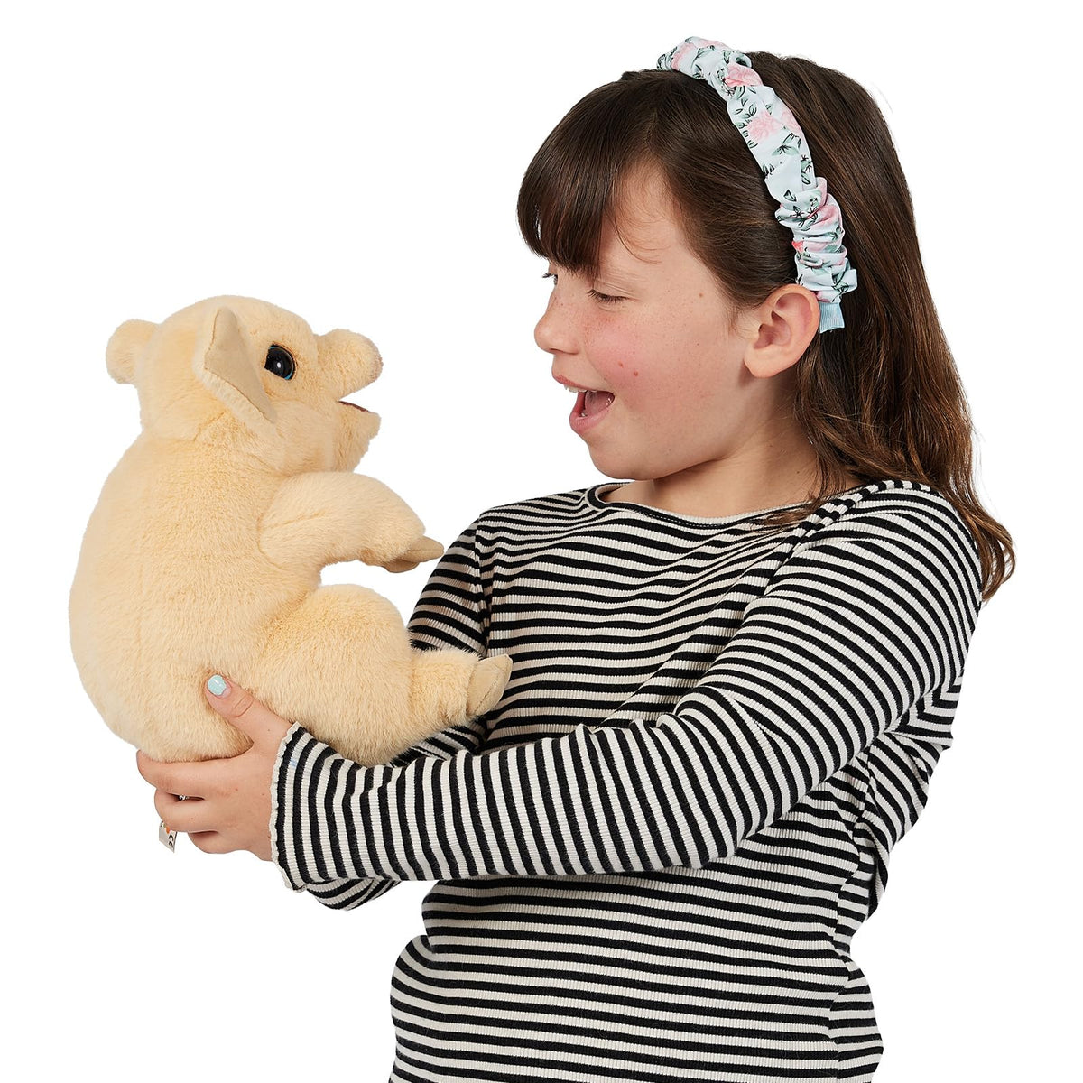 Folkmanis Piggy Hand Puppet forelegs action for dynamic barnyard adventures