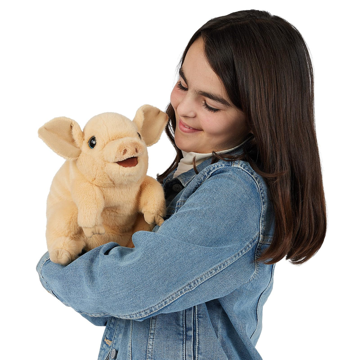 Folkmanis Piggy Hand Puppet mouth movement for expressive character play