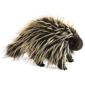 Folkmanis Porcupine Hand Puppet front view highlights realistic quills for engaging stories.