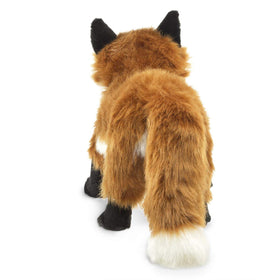 Folkmanis Red Fox puppet dimensions for a comfortable hand fit and ages 3 plus.
