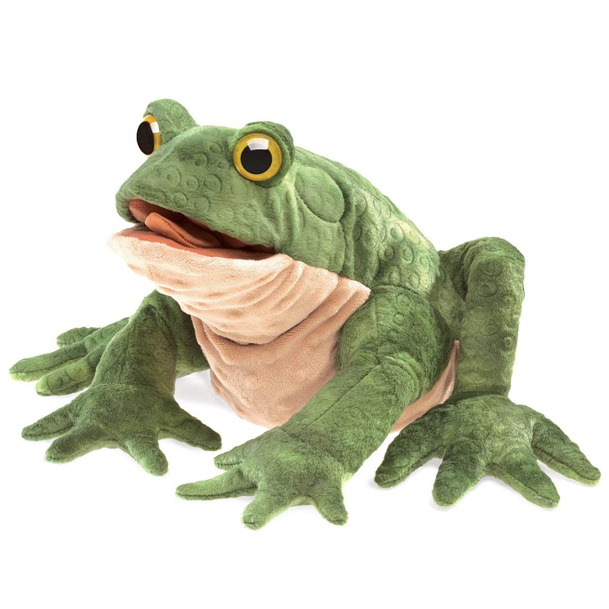 Folkmanis Toad Hand Puppet in green and tan for imaginative storytelling