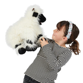 Folkmanis Valais Blacknose Sheep hand puppet movable mouth for expressive scenes.