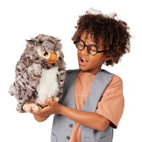 Close-up of Wise Owl puppet beak in motion for expressive play