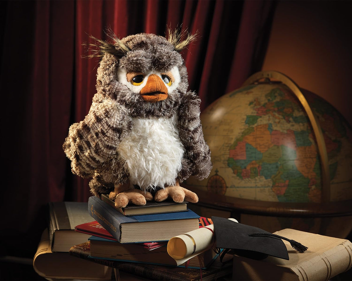 Soft poly plush material close-up on the Wise Owl Hand Puppet