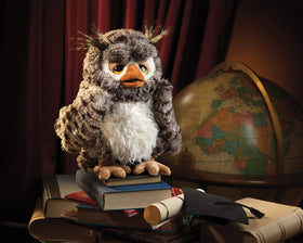 Soft poly plush material close-up on the Wise Owl Hand Puppet
