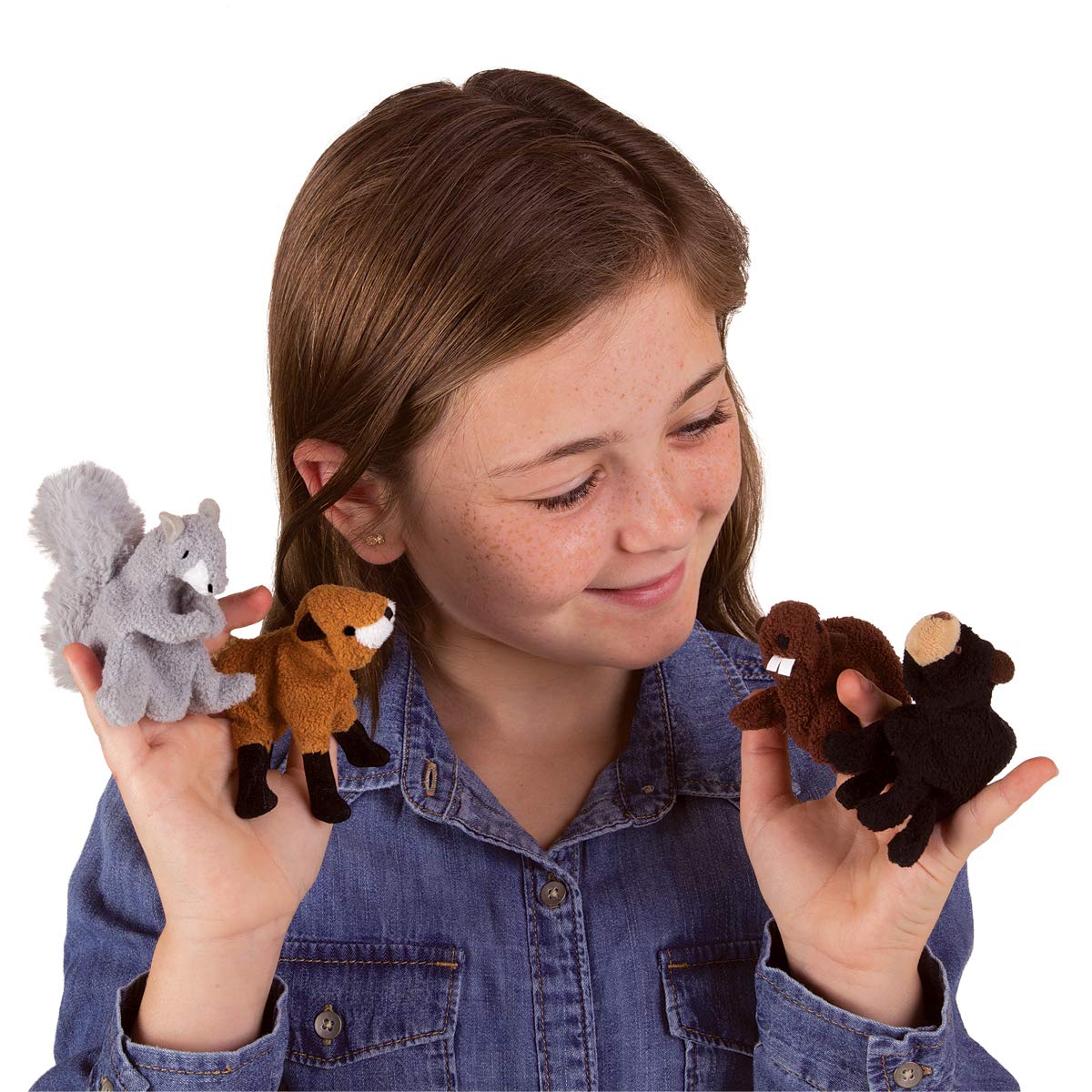 Folkmanis beaver finger puppet for classroom storytelling and creative puppet shows.