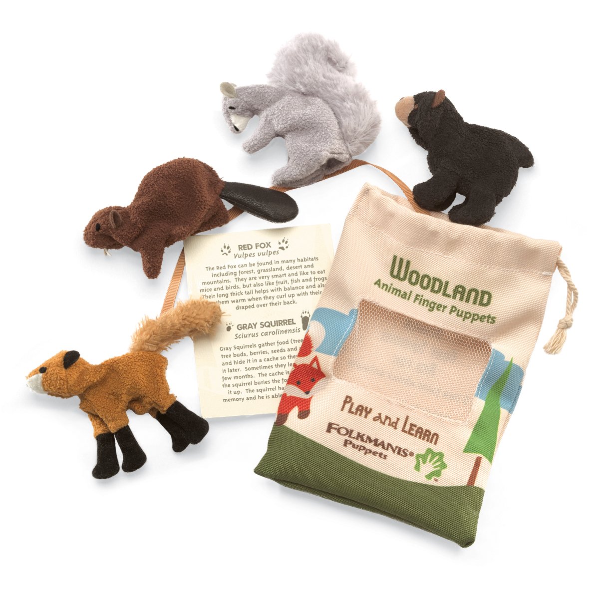 Folkmanis red fox finger puppet for imaginative storytelling and interactive play.