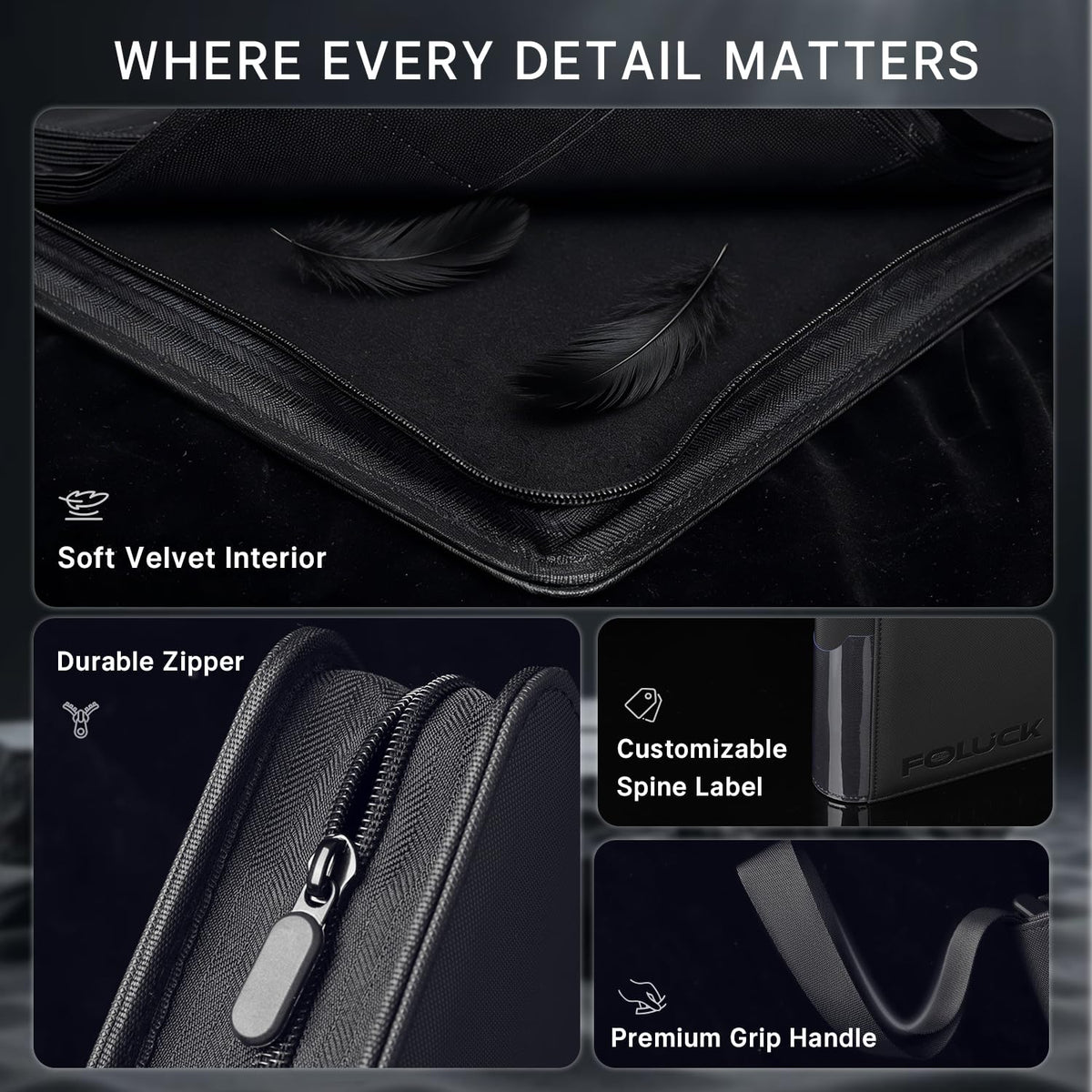 Foluck thick PU leather exterior offers durable, premium feel.