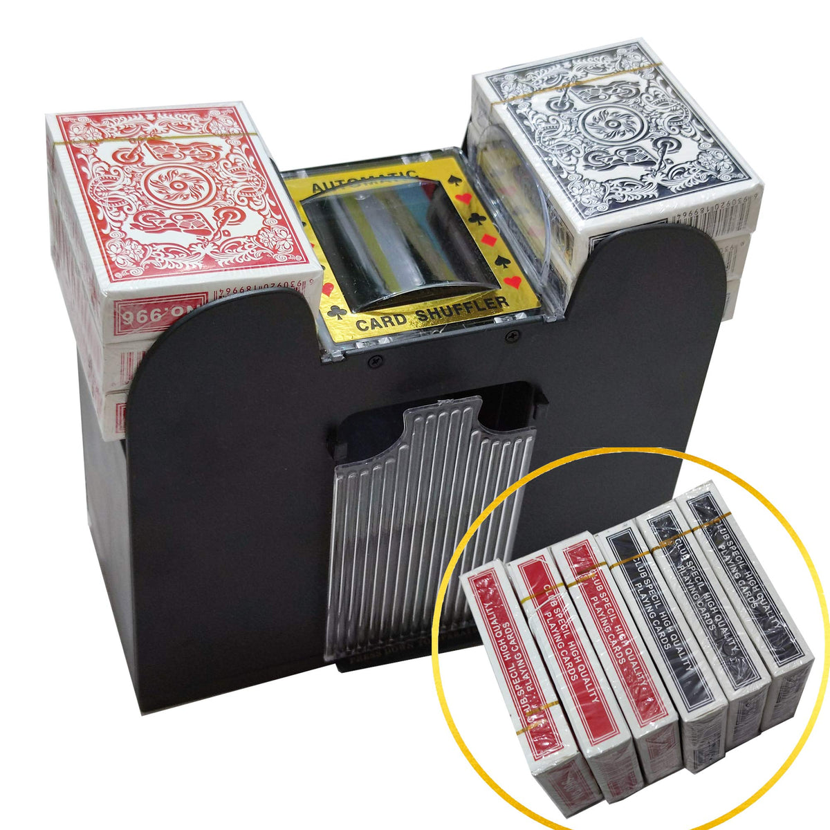 FONBEAR automatic card shuffler with six decks included for quick game setup.