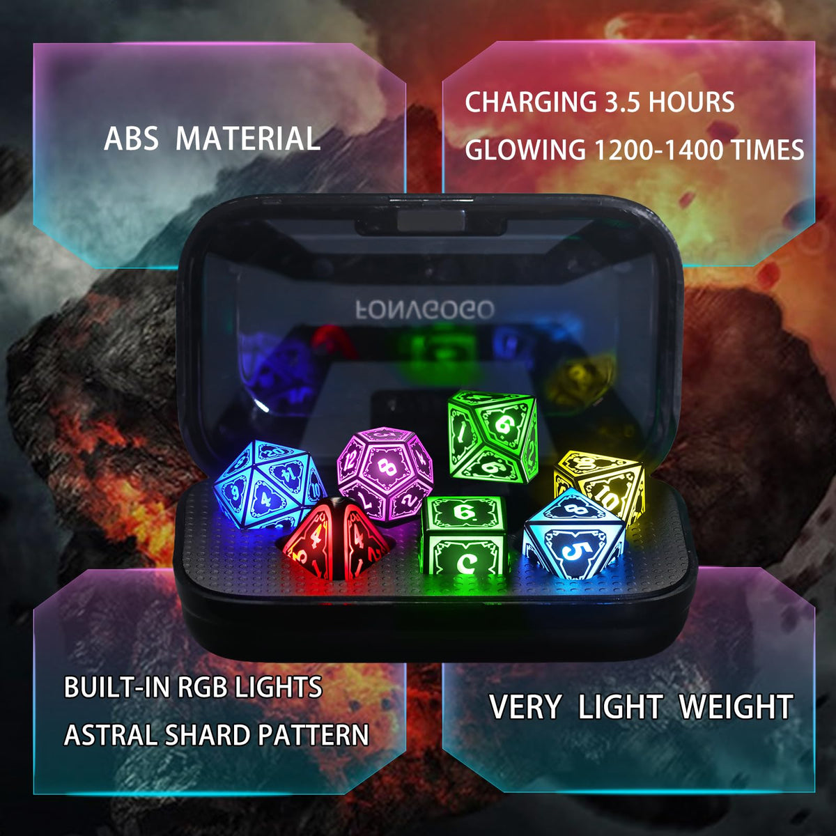 FONVGOGO charging bin keeps dice organized and protected
