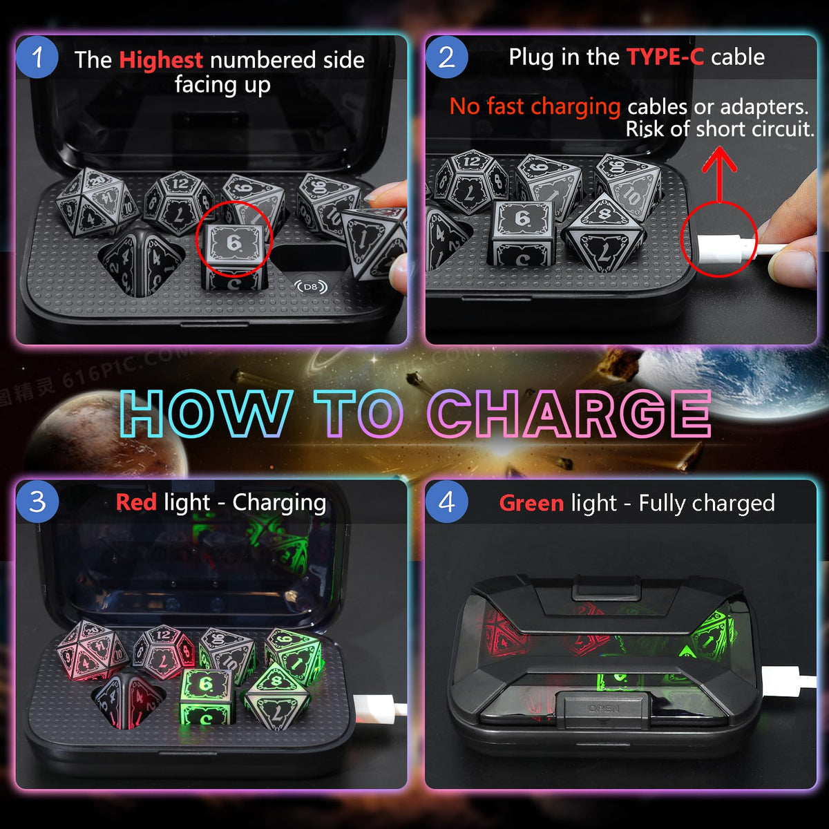 FONVGOGO LED dice show charging and full charge indicators
