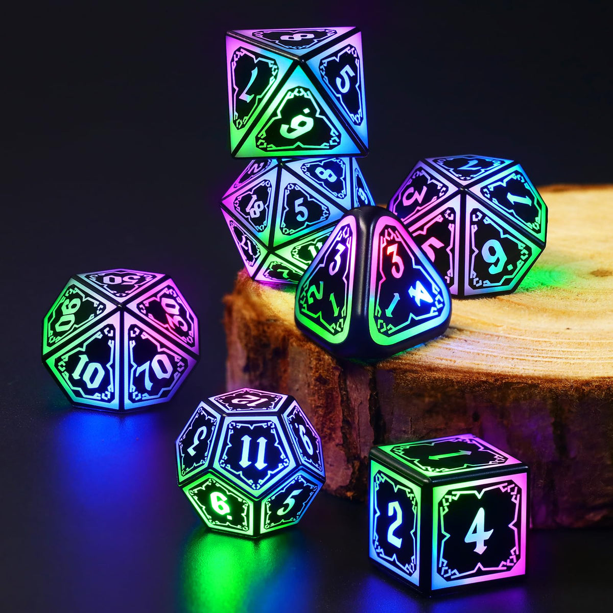FONVGOGO DND dice on charging base ensuring quick, convenient recharges.