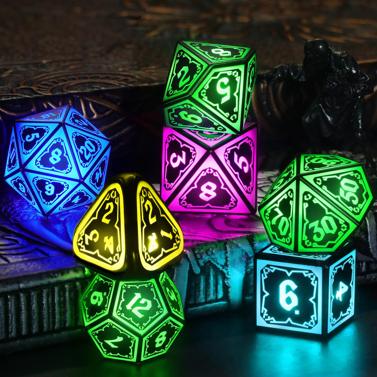 FONVGOGO seven-color RGB dice lighting enhances dramatic rolls