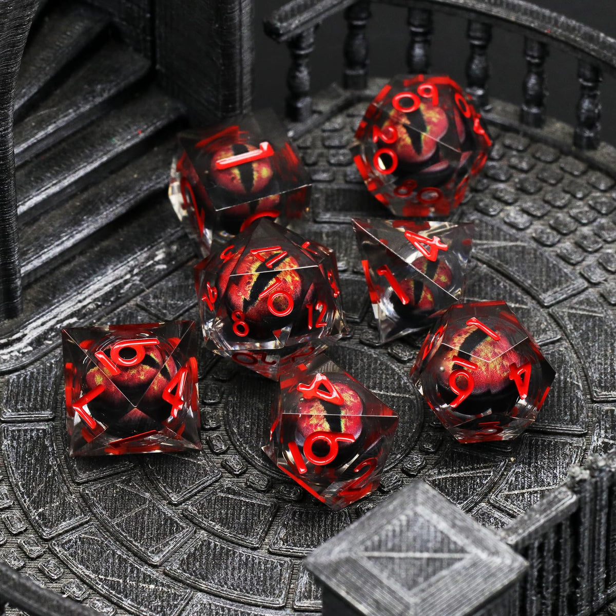 FONVGOGO Polyhedral DND dice set D4-D20 in red offers versatile RPG use.