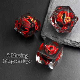 FONVGOGO Resin DND dice close-up shows glossy surfaces and color depth.