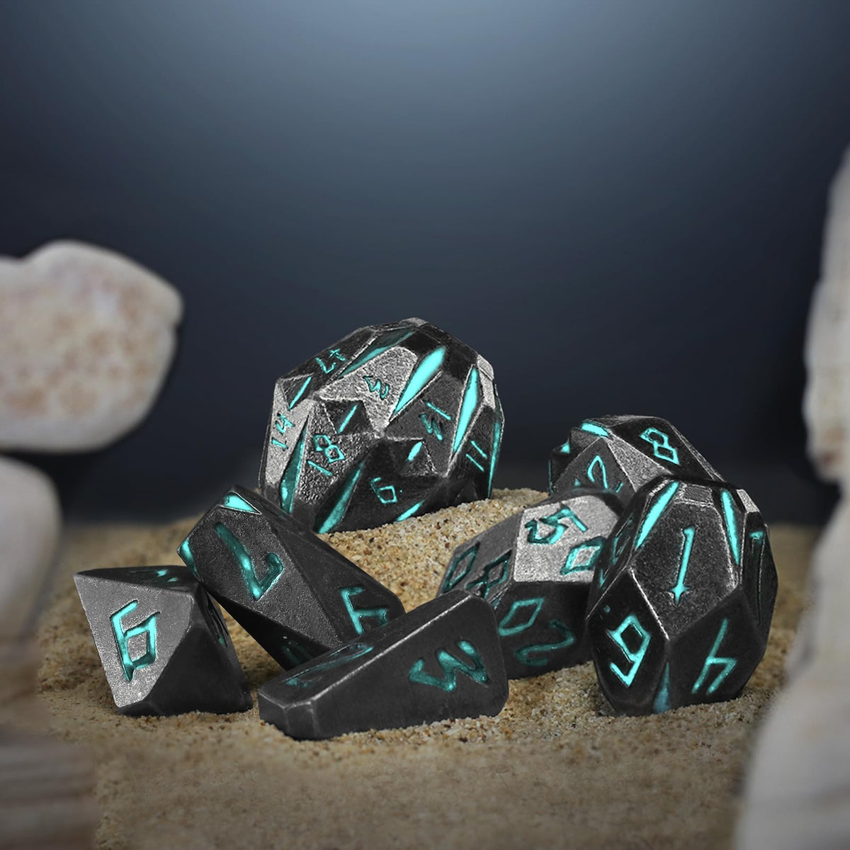 FONVGOGO Stonehenge blue D10 0-9 dice for percentile results.