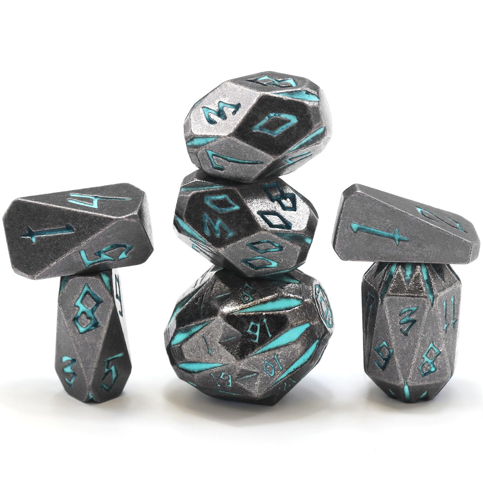 FONVGOGO Stonehenge blue D4 dice for immersive RPG sessions.