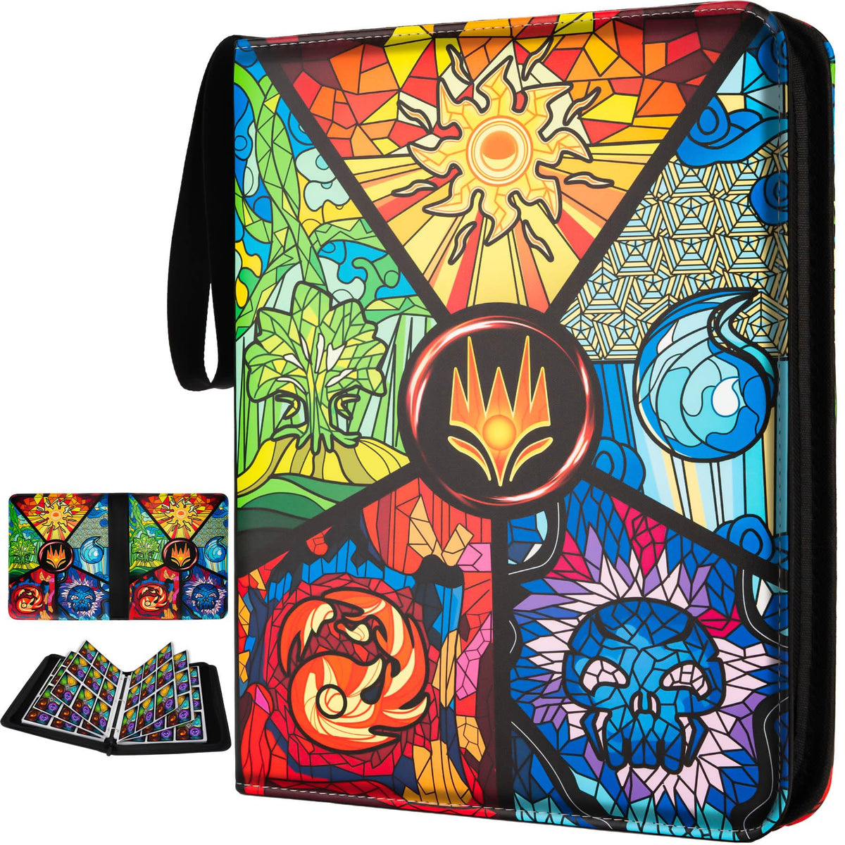 Fonwill 9-pocket binder front cover highlights premium PU leather and durable protection.
