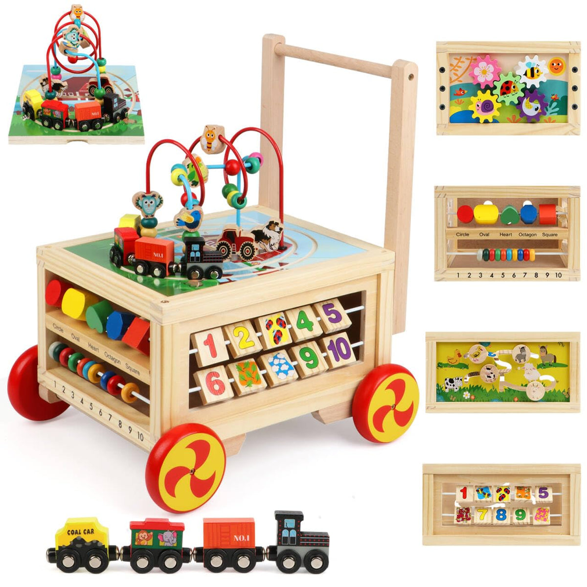 FOPNETS wooden 7-in-1 activity cube for toddlers