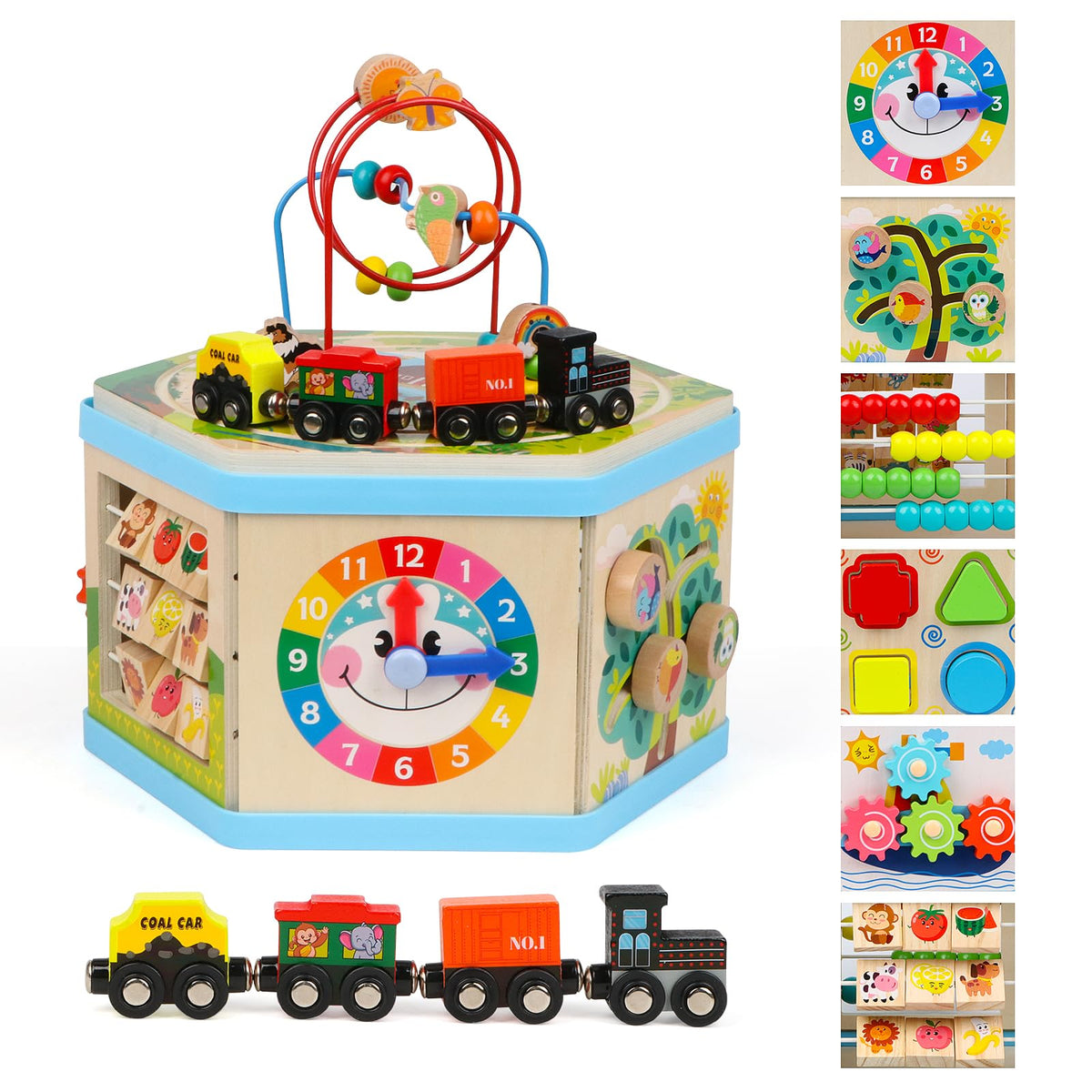 FOPNETS wooden activity cube bead maze enhances fine motor skills and focus