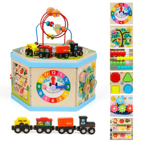 FOPNETS wooden activity cube bead maze enhances fine motor skills and focus