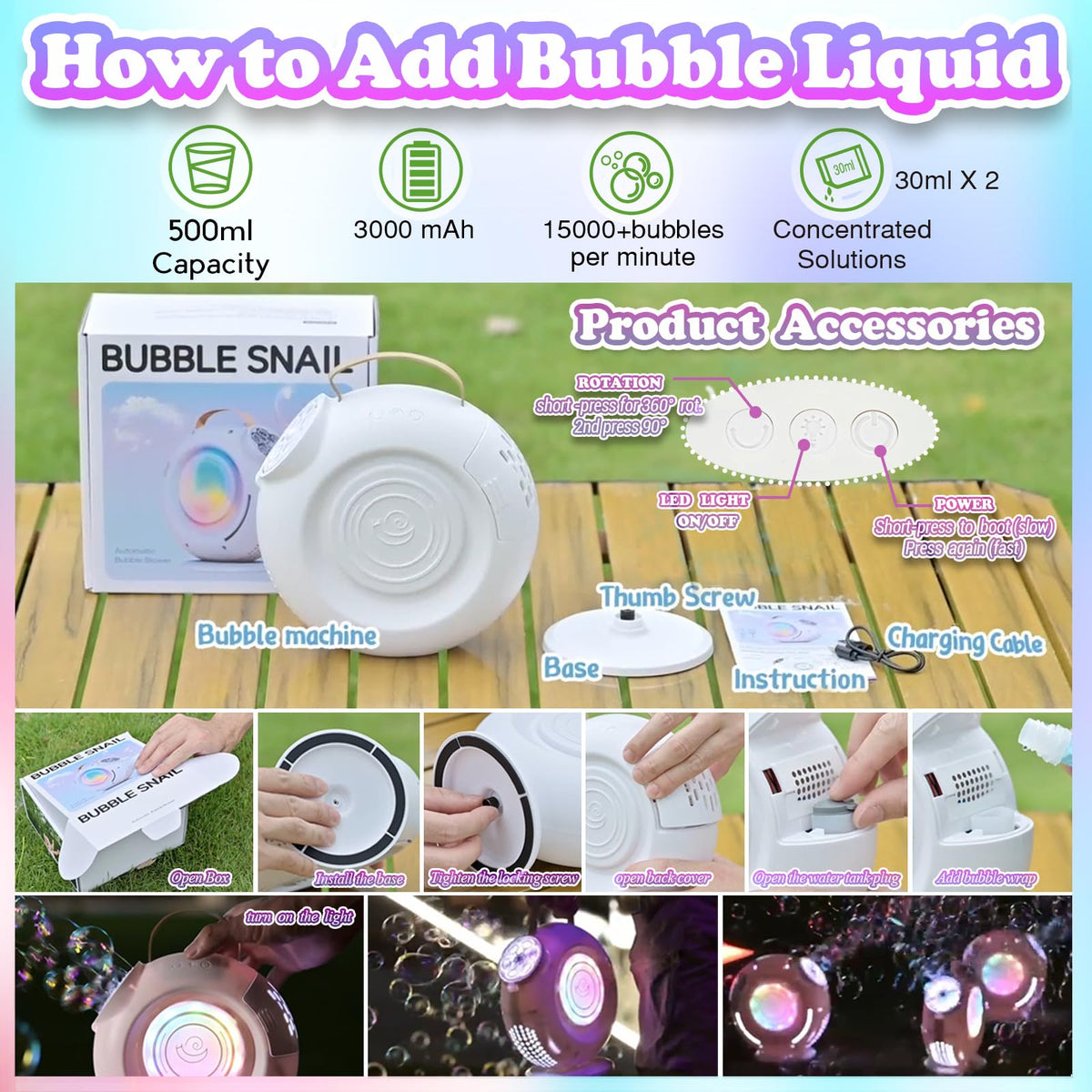 FORALES bubble machine suitable for indoor and outdoor use.