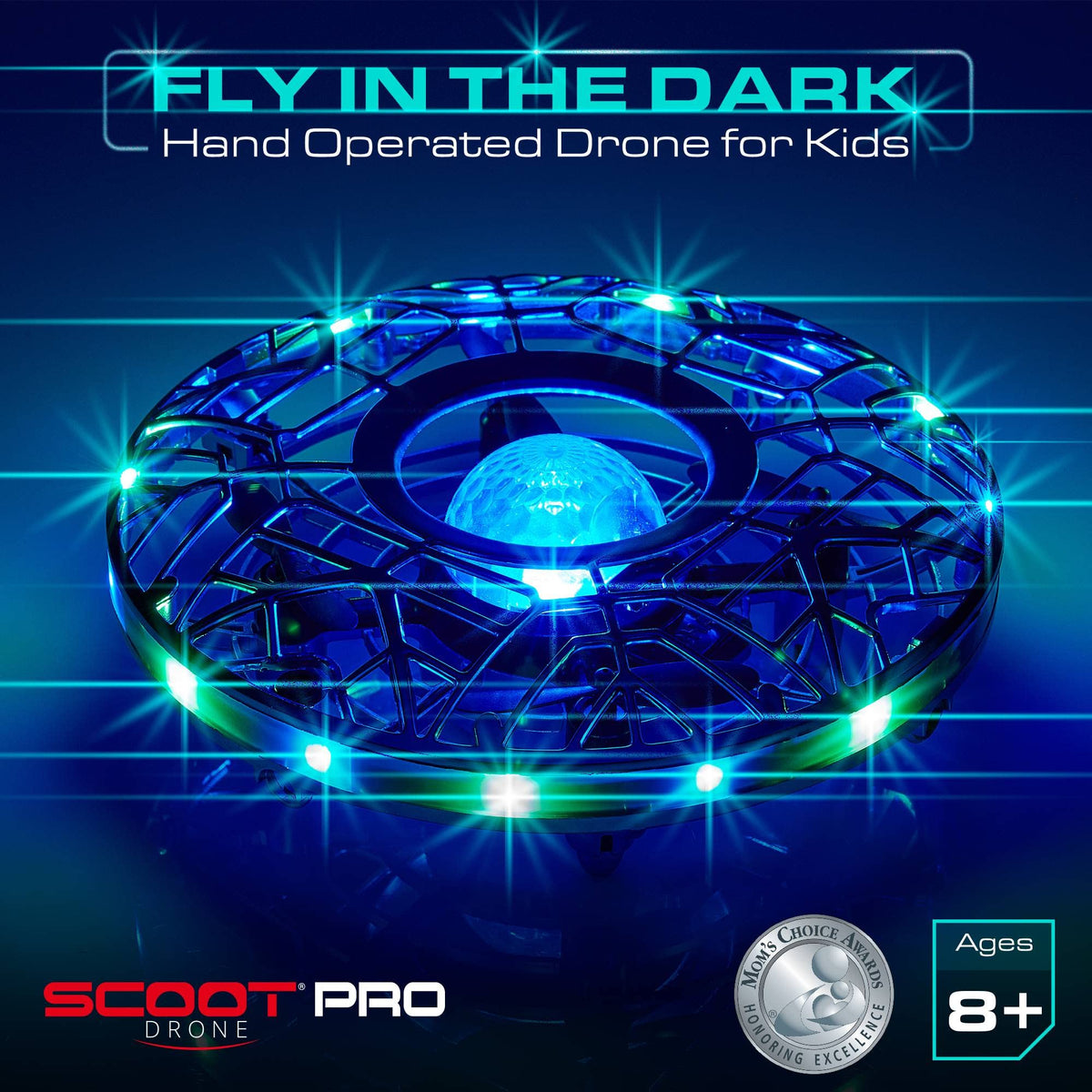 Force1 Scoot Pro LED projection lights up the room during flight