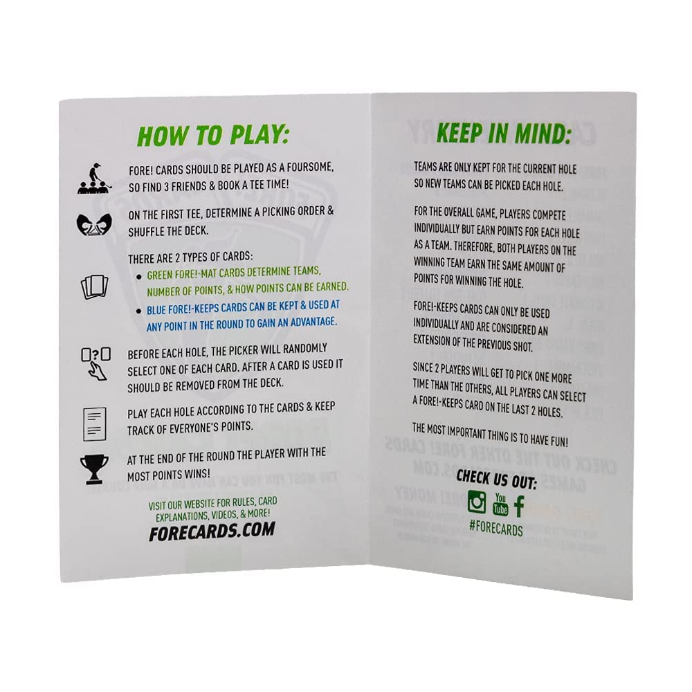 Fore! Cards On Course compact design fitting neatly in a golf bag.