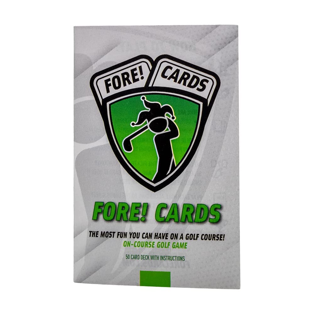 Fore! Cards On Course gift-ready box presented as a unique golfer's present.