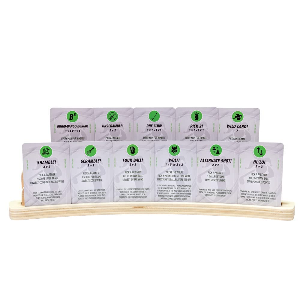 Fore! Cards On Course water-resistant cards ready for rain or shine rounds.