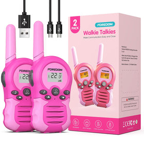 FOREDOM rechargeable kids walkie talkie with backlit screen and flashlight for outdoor play
