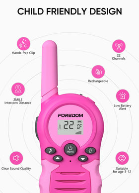 FOREDOM 22-channel system ensures clear, private channels for kids