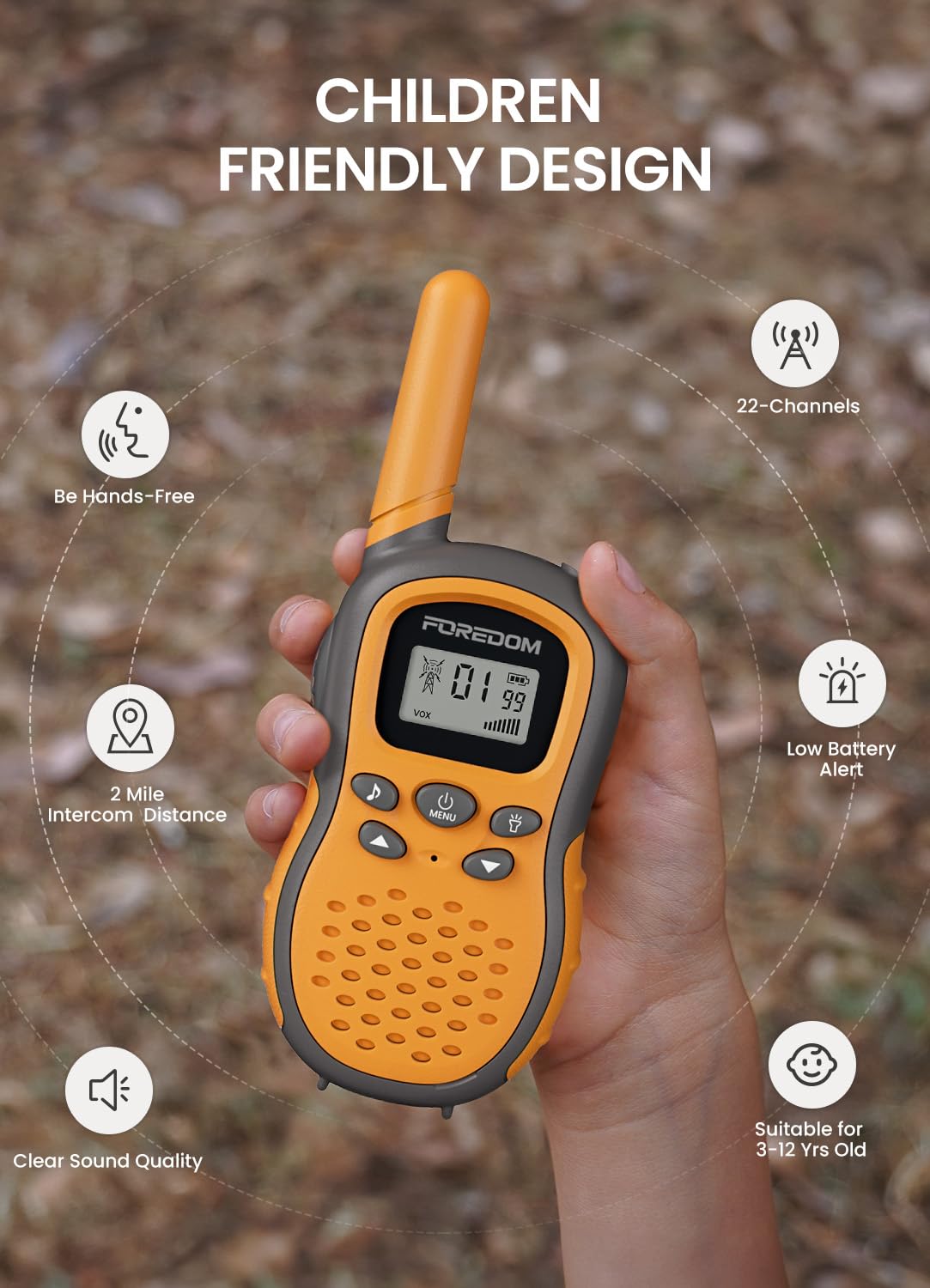 FOREDOM walkie-talkies with hands-free VOX for seamless team games.