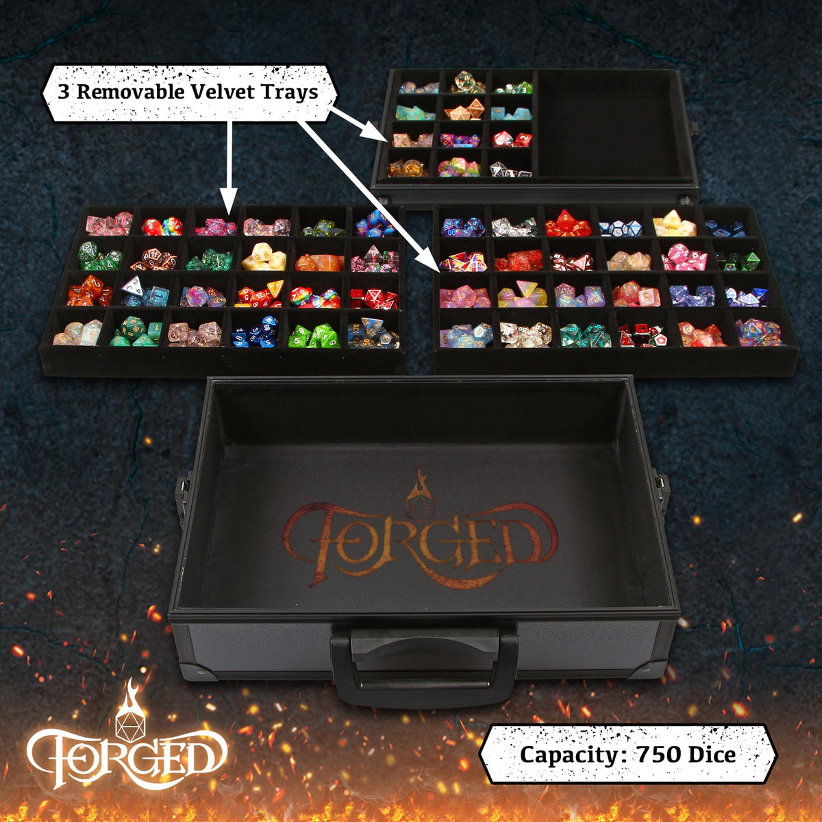 Forged Dice Co. bottom rolling tray with textured surface for smooth rolls