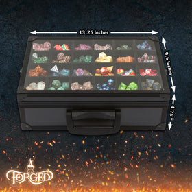 Forged Dice Co. display case closed, secure and dust-protected storage