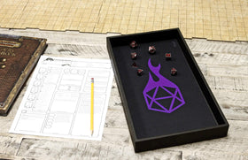 Forged Dice Co. on-table setup highlights durable, quiet rolling for metal dice.