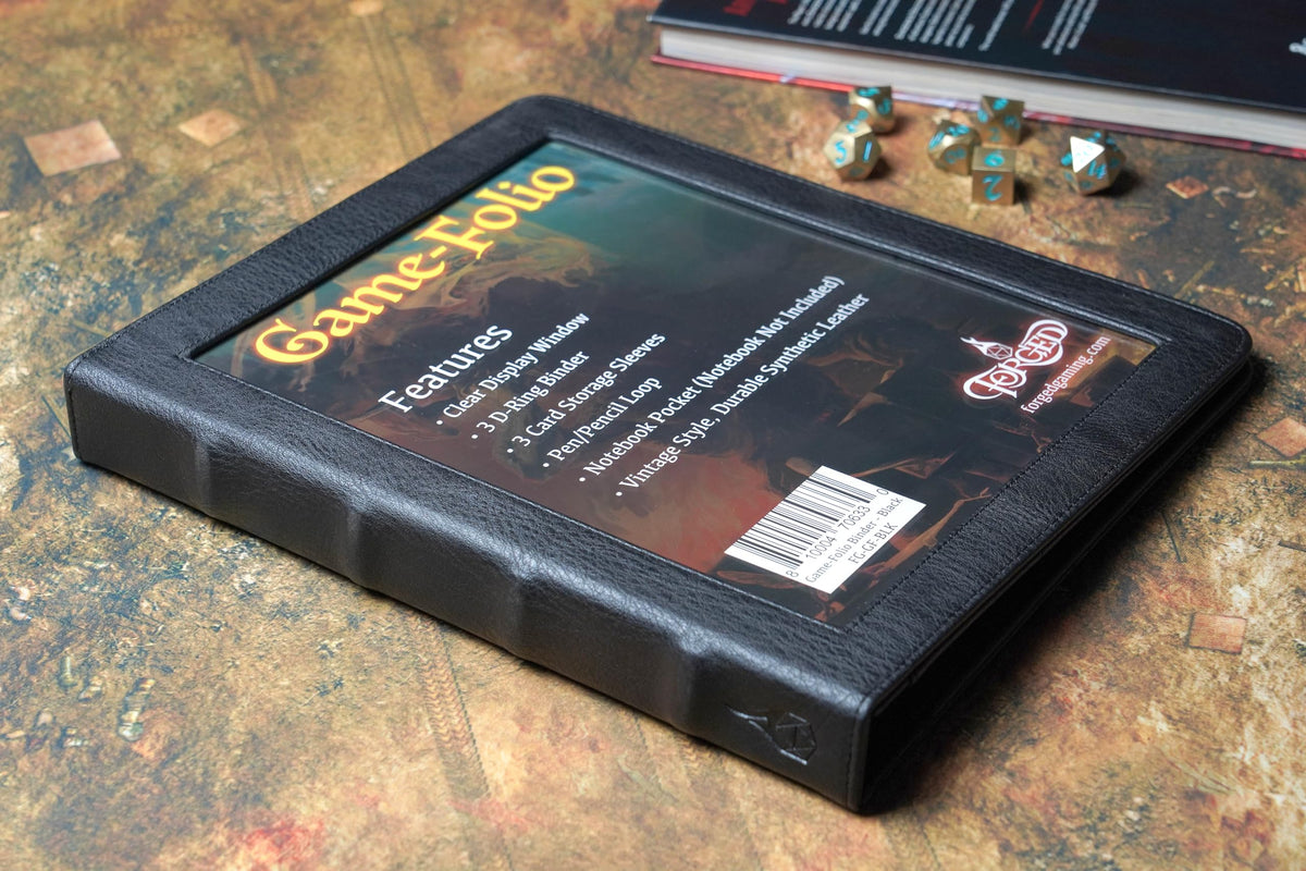 Forged Dice Co. Game-Folio binder internal organizers showing card pockets and slots